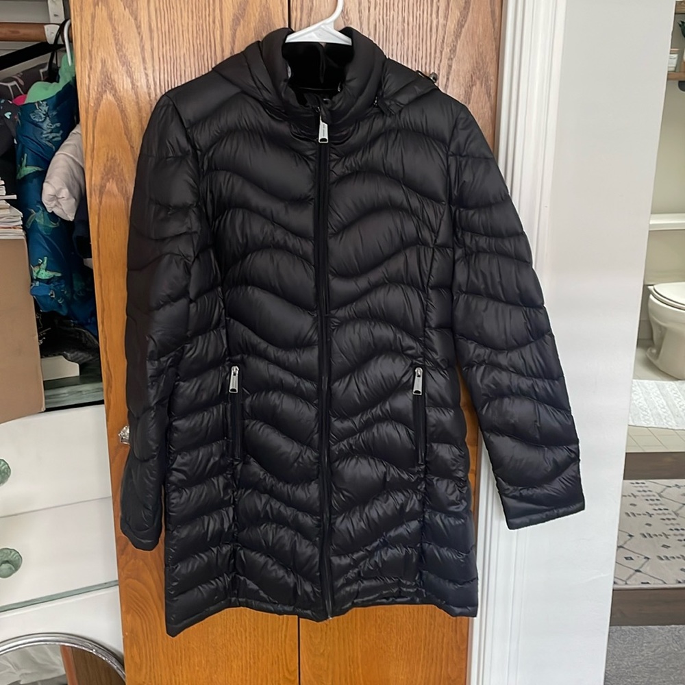 Andrew Marc Coat Women's Puffer Jacket with Hood Packable Duck Down Small Black